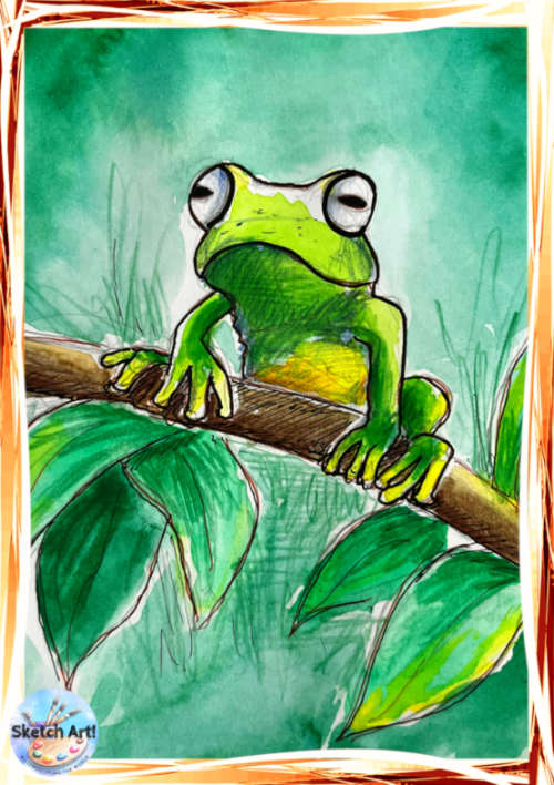 Green Frog by Orlando Castro - NFT Original Art
