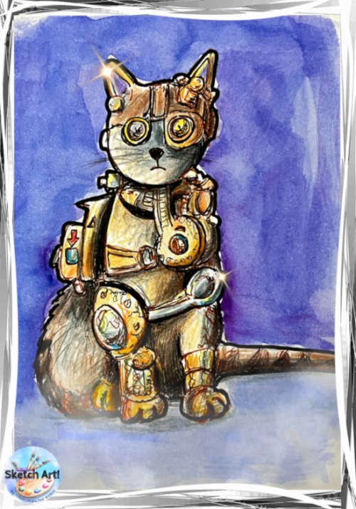 Steampunk Cat by Orlando Castro - NFT Original Art