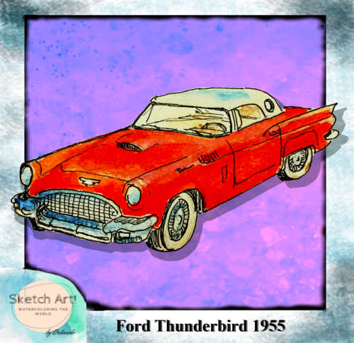 Ford Thunderbird 1955 by Orlando Castro - NFT Original Art
