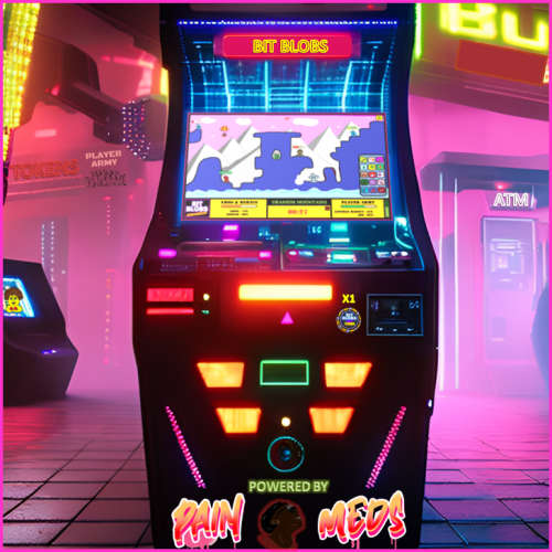 Bit Blobs Arcade Machine Game On by Kambas Collab with Pain Meds NFT Original Art