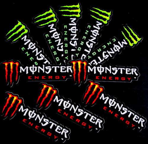 10 STICKERS VINYL MONSTER ENERGY BMX RALLY SPEEDWAY ATV MOTO RACING KY RED & GREEN