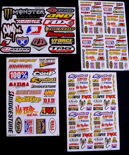 4 SHEETS STICKERS VINYL MONSTER ENERGY BMX OFF ROAD ATV MOTO CROSS CA