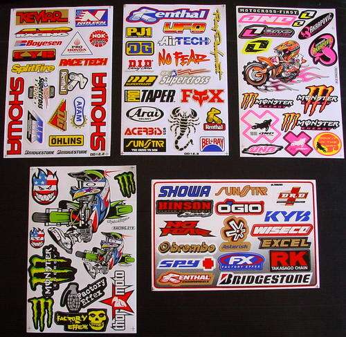 5 SHEETS STICKERS VINYL MONSTER ENERGY BMX RALLY ATV MOTO CROSS CE