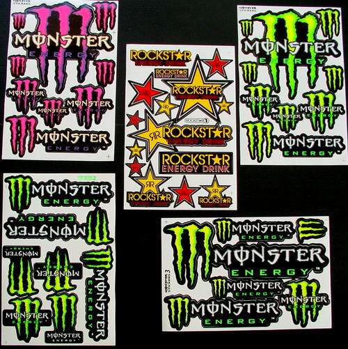 5 SHEETS BIKE STICKERS VINYL MONSTER ENERGY BMX RALLY ATV MOTOCROSS BP