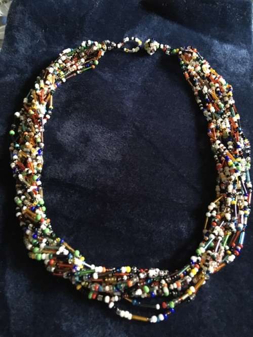 African multi strand twisted necklace
