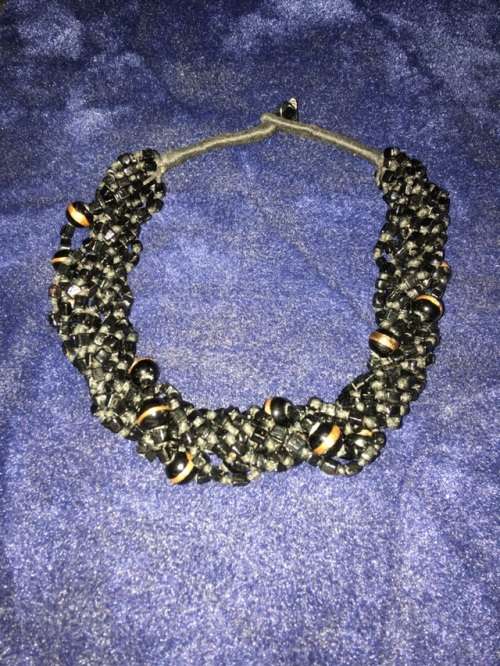 Vintage black stone multi strand necklace