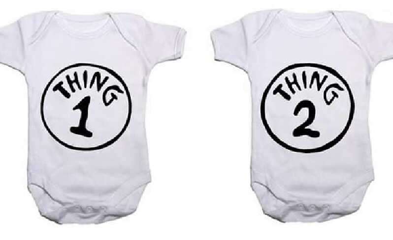 Thing 1&2 Twin baby grow set