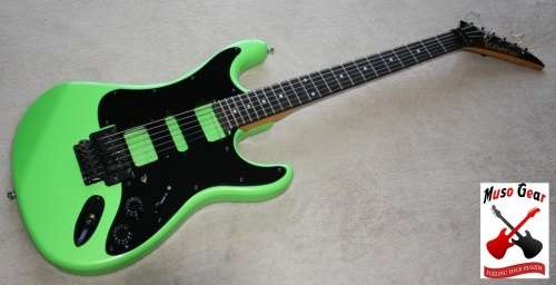 Vintage 80's Kramer Electric Guitar - Strat Shape - Stunning Lime Green Finish - Great Project!! USA