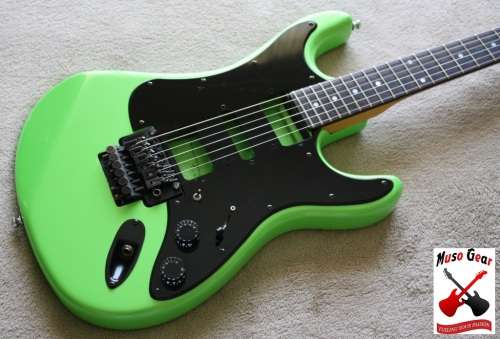 Vintage 80's Kramer Electric Guitar - Strat Shape - Stunning Lime Green Finish - Great Project!! USA