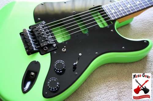 Vintage 80's Kramer Electric Guitar - Strat Shape - Stunning Lime Green Finish - Great Project!! USA