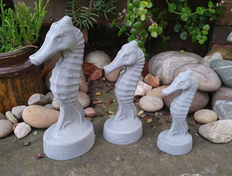 Art Deco Seahorse Statue Set of 3