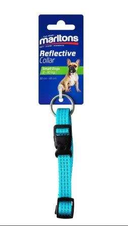 Marltons Reflective Collar Small Dogs - Blue-30-45mm