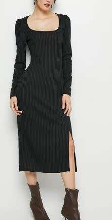 Milla Square neck midi bodycon dress - black - 10