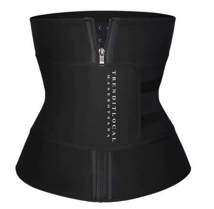 Corset Waist Trimmer - High Compression With Zipper - Black - L