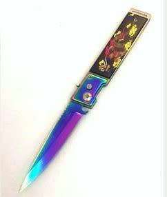 Flick Knife - Chinese Dragon Print and iridescent blade