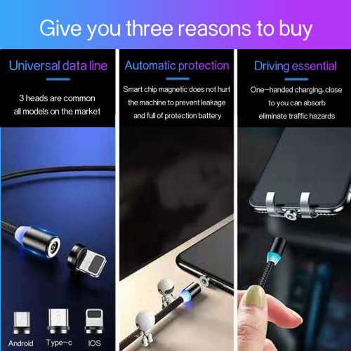 Magnetic  3 in 1 Cellphone charger For  IOS, Android and Type-C Cell phones.
