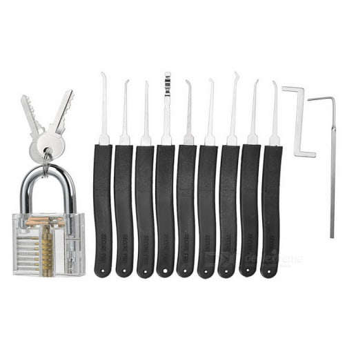 Transparent Lock + 10PCS Lockpick Training Tool Set