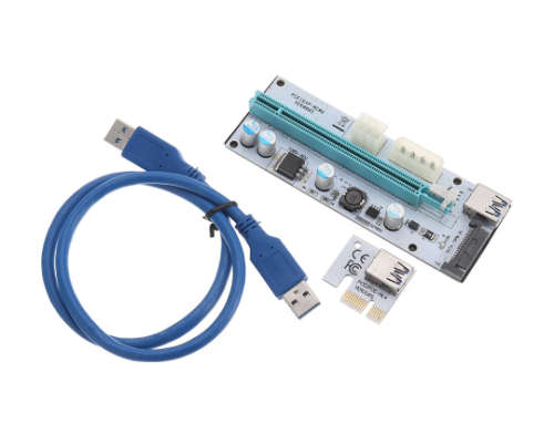 PCI Riser USB3.0 PCI-E 1x To 16 x SATA +4P+6P Extender Riser Card Power Cable Miner PCI Riser