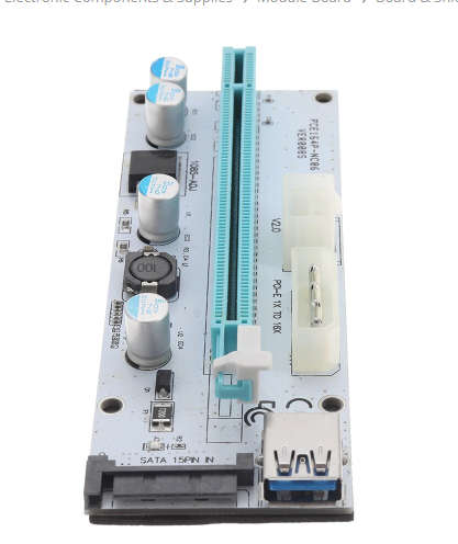 PCI Riser USB3.0 PCI-E 1x To 16 x SATA +4P+6P Extender Riser Card Power Cable Miner PCI Riser