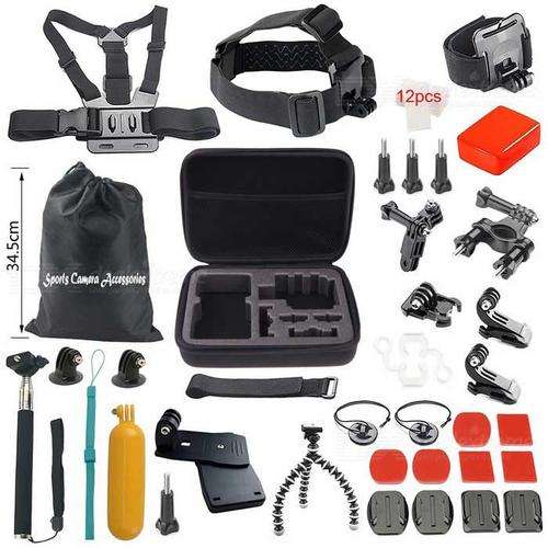 36-In-1 Sports Camera Accessories Kit for GoPro Hero1 2 3 3+ 4 - Black