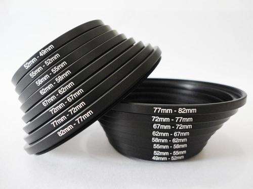 Aluminum Alloy Filter Adapter Rings Combination - Black (16PCS)