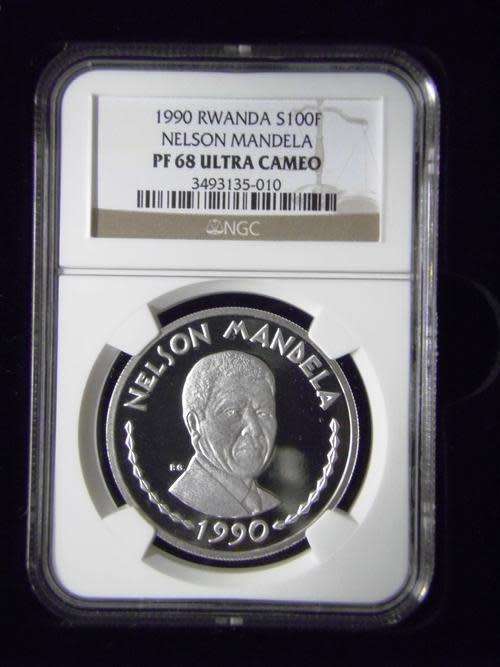 Special Set - 3 x Sterling Silver NGC Graded Mandela Coin & Medallion Set in Wooden Display Box