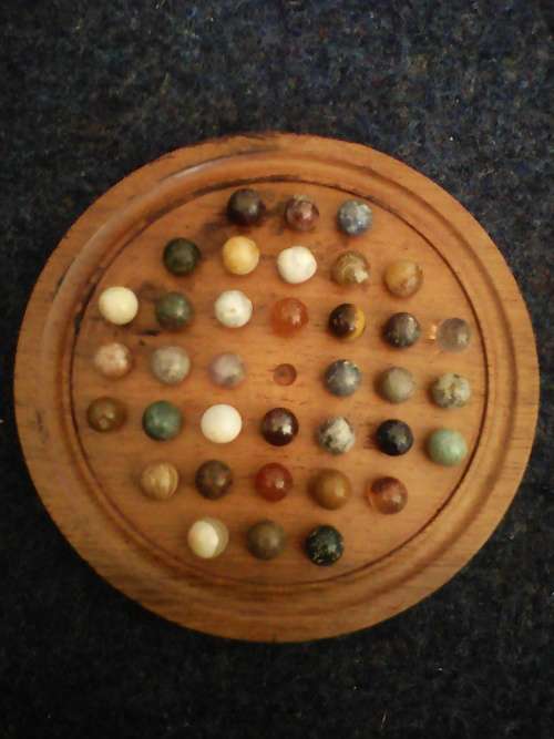 1940's Solitaire Board with Original Semi Precious Stones playing pieces