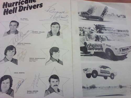 Hurricane Hell Drivers Tour 1974/5 Souvenir Programme - Signed by 5 of the 6 Drivers !! Rare !!