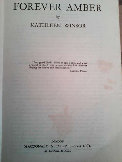 Forever Amber (1949 Hardcover) Kathleen Winsor