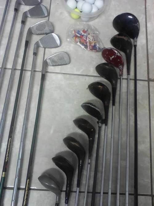 Golf Bag, Clubs, Irons, Balls @ Tee's - Sold as one lot (See description)