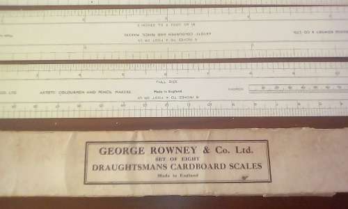 George Rowney & Co Set of Eight Draughtsman's Cardboard Scales (Complete)