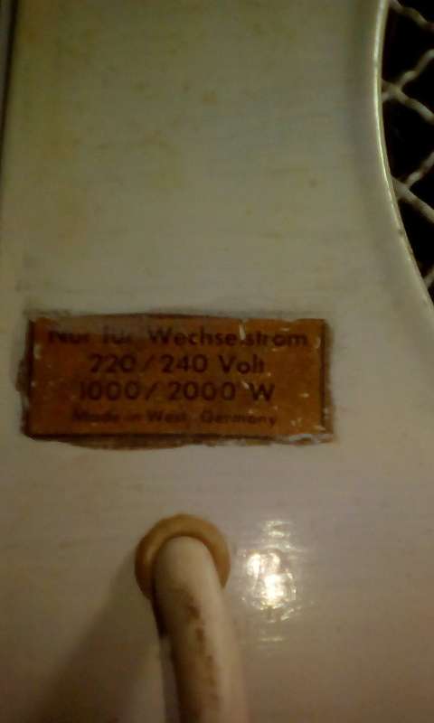 Vintage West German Fan Heater (Working)