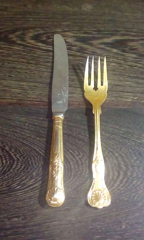Vintage 23 Carat Gold Plated Knife & Fork