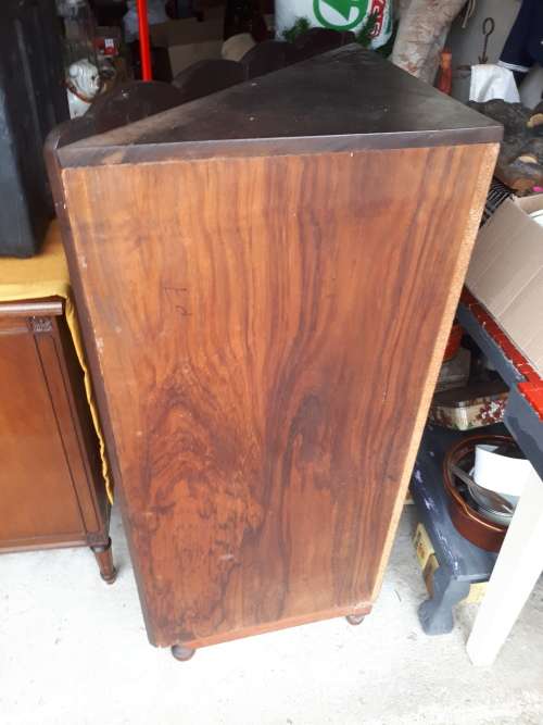Art Deco Imbuia Corner Cabinet with Brass Detail