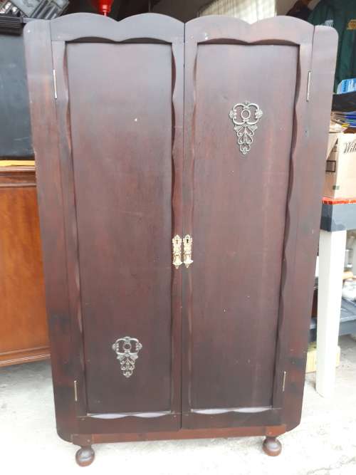 Art Deco Imbuia Corner Cabinet with Brass Detail