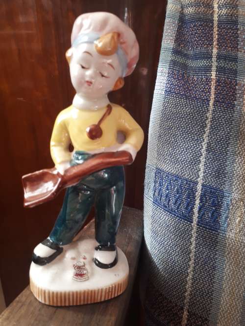 Vintage Hand Painted Porcelain Boy With Spade Figurine