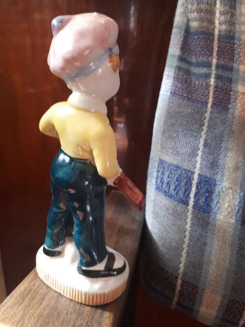 Vintage Hand Painted Porcelain Boy With Spade Figurine