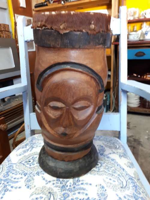 Detailed Hand Carved African Drum