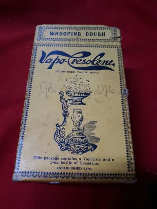 Antique Vapo Cresolene Keresene Lamp Vaporize In Original Box Including A Bottle Cresolene