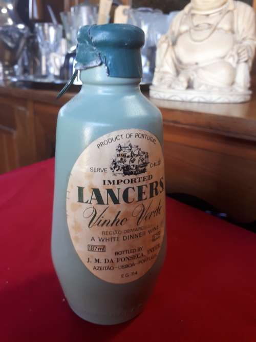 Collectable Vintage Lancers Vinho Verde Portugal (Ceramic Bottle Sealed)