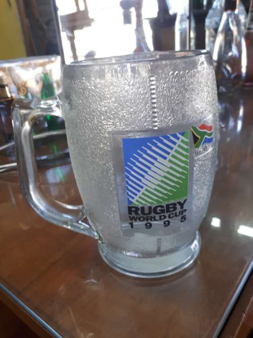Rugby World Cup 1995 Frosted Glass Beer Stein