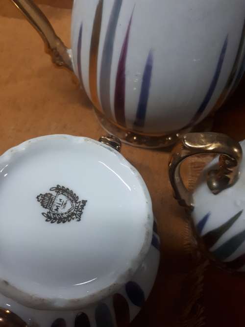 Vintage MTK Japan 3Pc Tea Set Handpainted In Gold Detail
