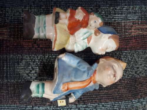 Pair Vintage Boy Girl Kissing Figurines Handpainted