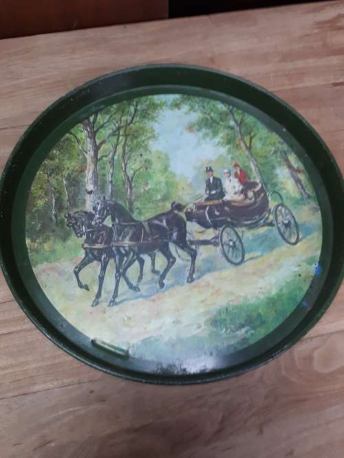 Metal Serving Tray Black Horse @ Carriage