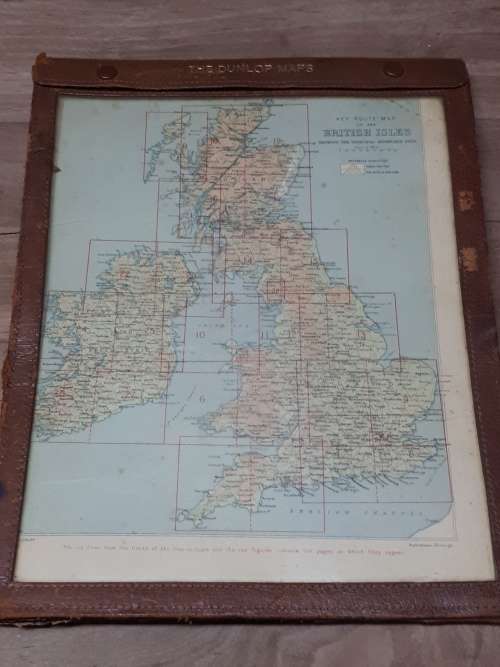 The Dunlop Maps British Isles Circa Approx 1930`s Complete In Original Leather Display Pouch