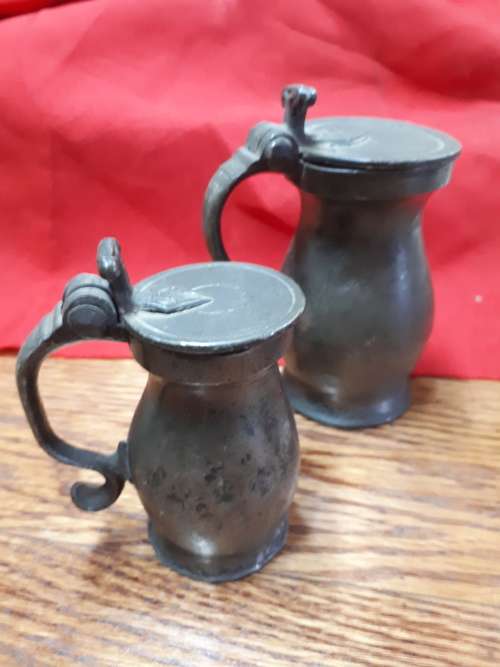 2 x Mid Victorian Pewter Tankards