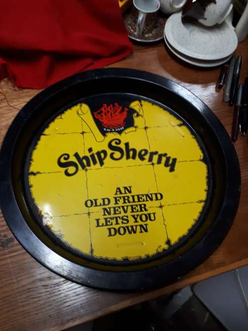 Original Vintage Enamel Ship Sherry Serving Tray