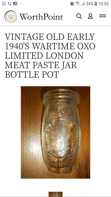 Rare Early 40`s Oxo Limited London Meat Paste Jar (Known as the Wartime Bottle)