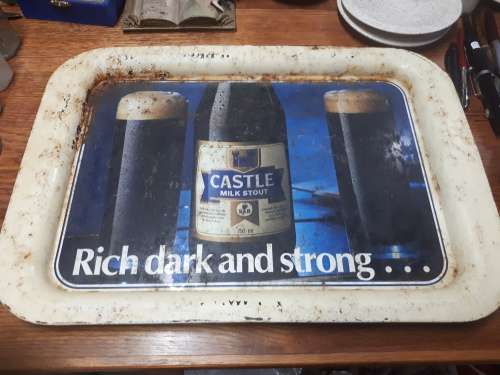 Original Vintage Castle Milk Stout Enamel Serving Tray
