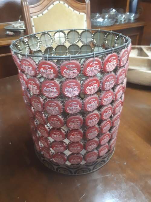 Very Cool Coca Cola Waste Bin Made From Bottle Tops